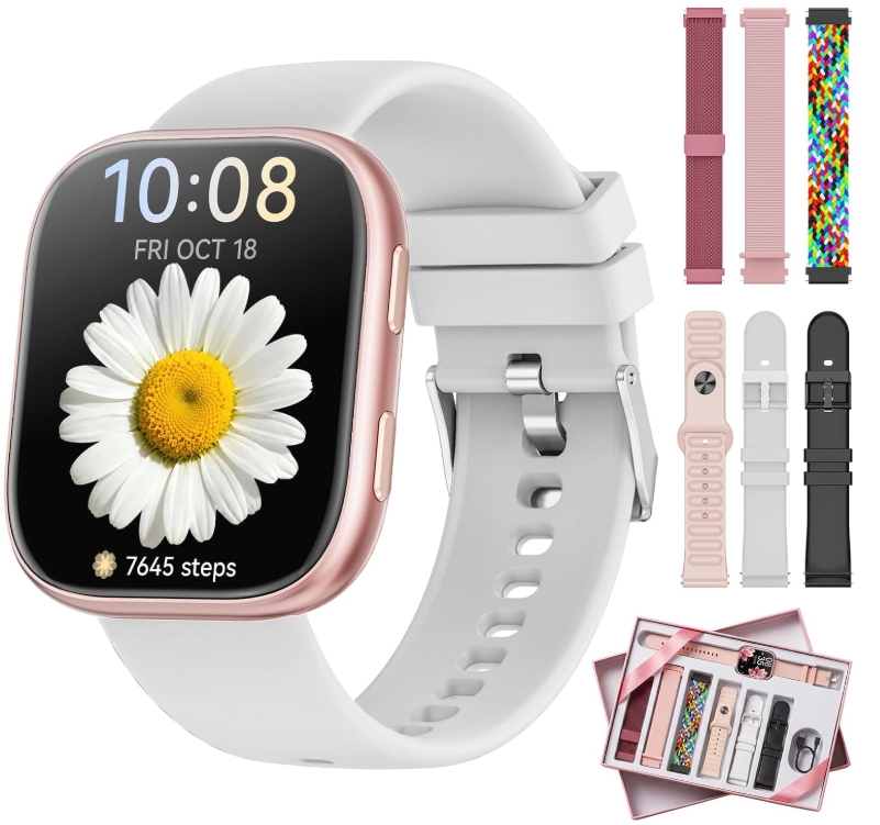 Hwagol Reloj Inteligente Mujer, 1.83" Smartwatch Mujer con 7 Correas