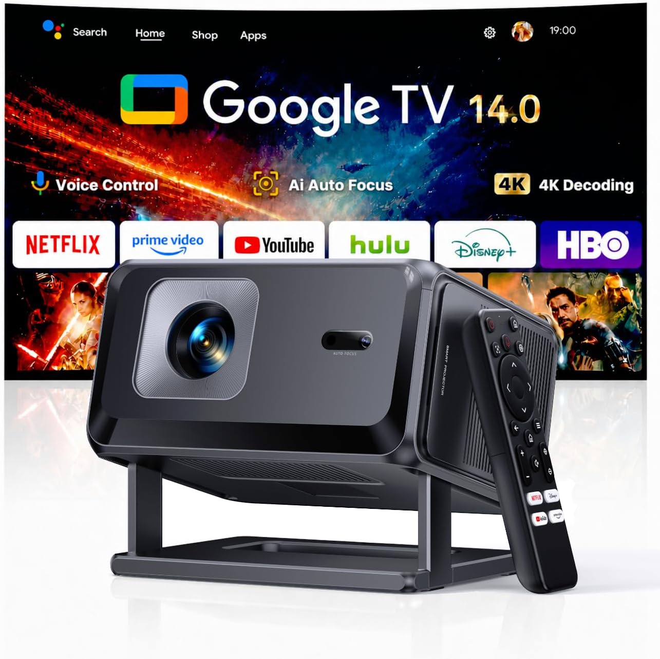 Proyector 4K [Google TV 14.0 y Dolby Audio] Proyector portátil 1080P FHD