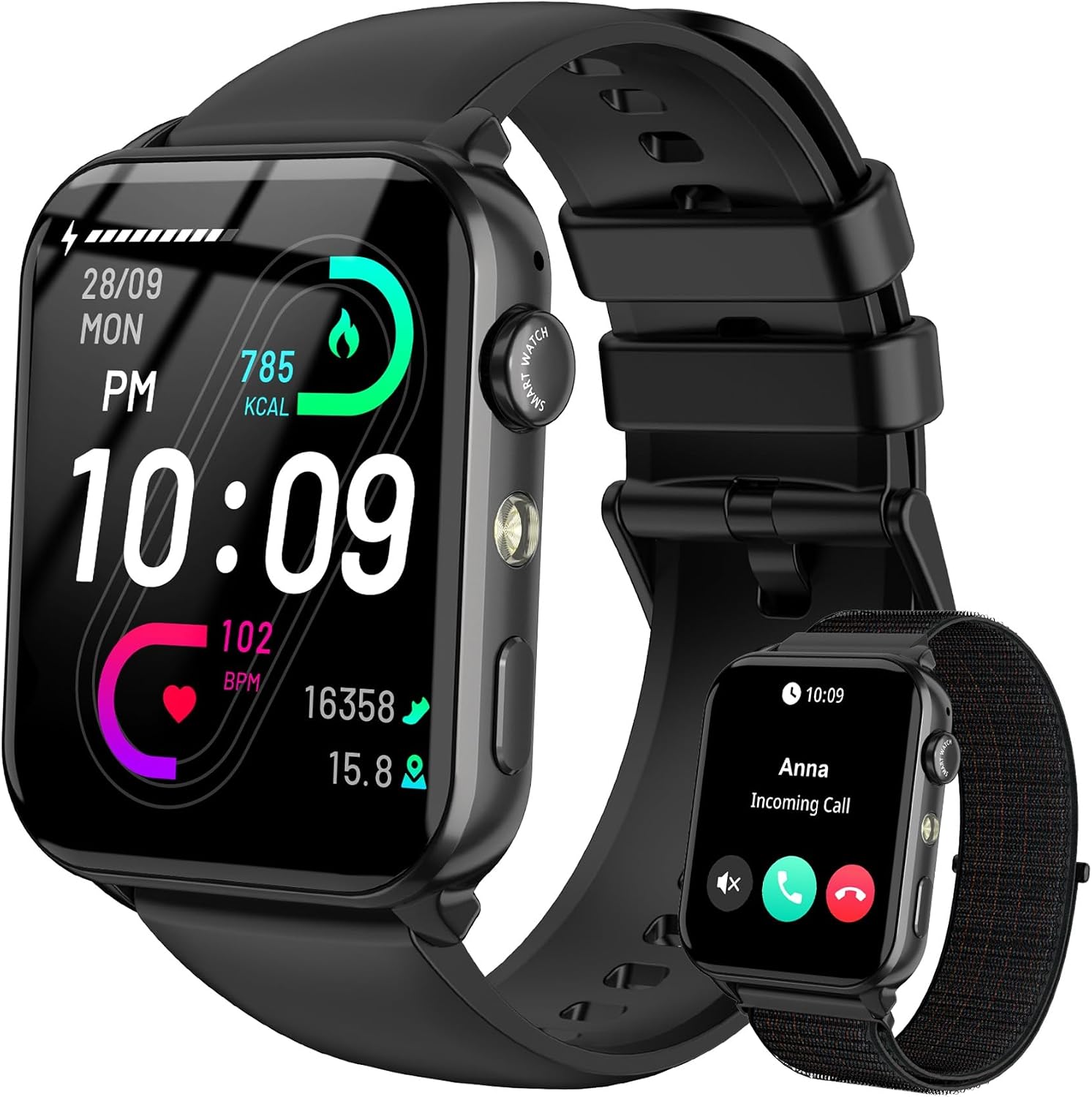 Reloj Inteligente Mujer Hombre con Llamada,1,91" Smartwatch