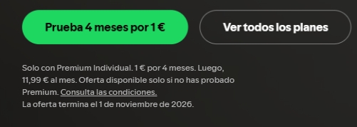 SPOTIFY 4 MESES A 1€. CANCELA CUANDO QUIERAS